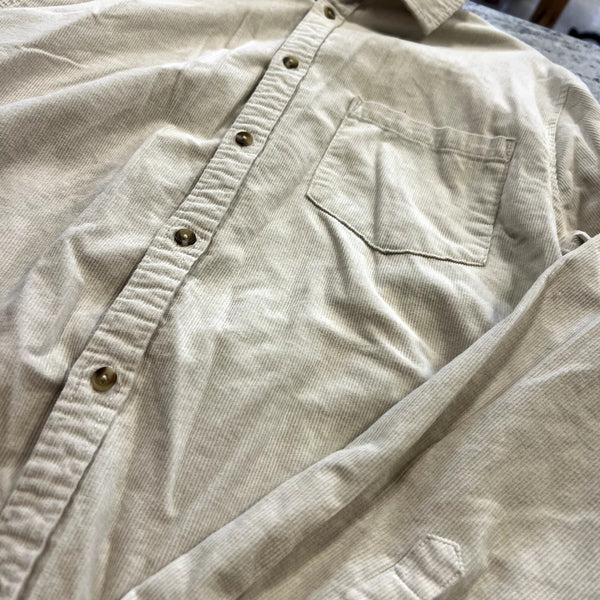 Cotton On Garments Men's Ivory Corduroy Button Down Top Medium