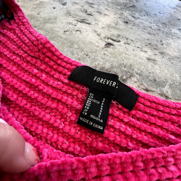 Forever 21 Pink Chenille Boat Neck Dolman Sweater Size Small