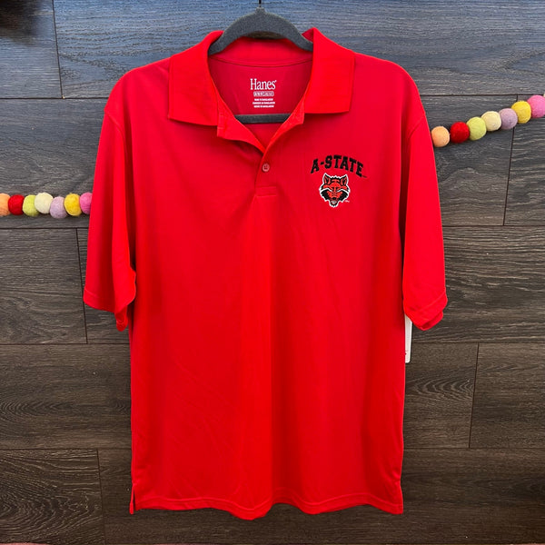 NWT Arkansas State Red Wolves Men's Red Logo Polo Shirt Size M