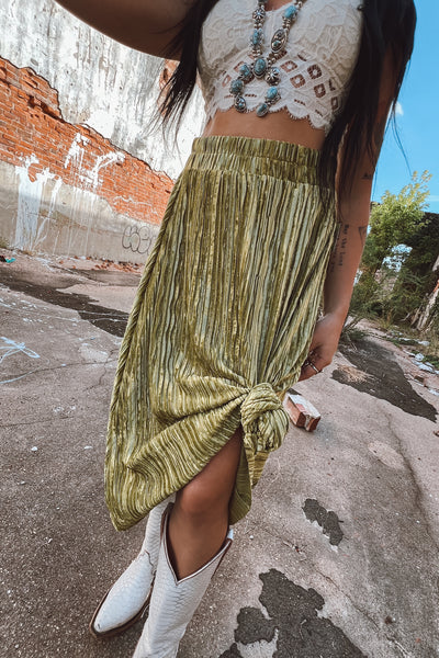 Forrest Moss Velvet Midi Skirt