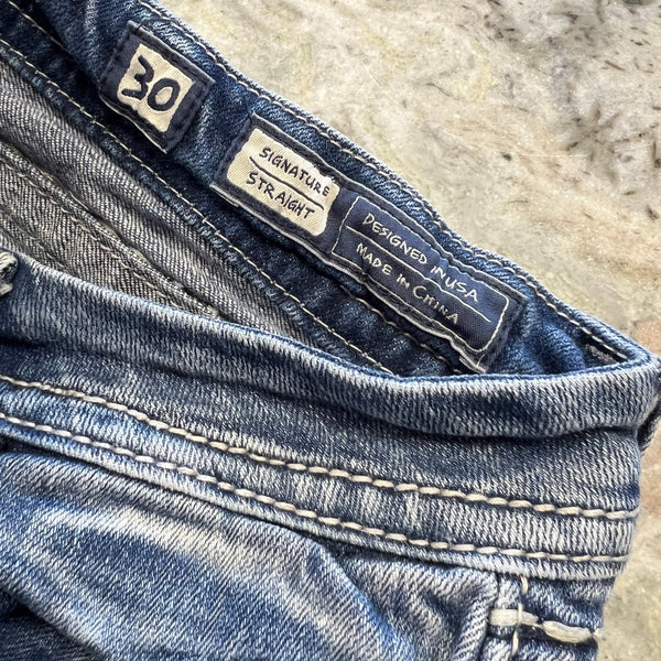Miss Me Embellished Pocket Signature Straight Leg Jeans Size 30