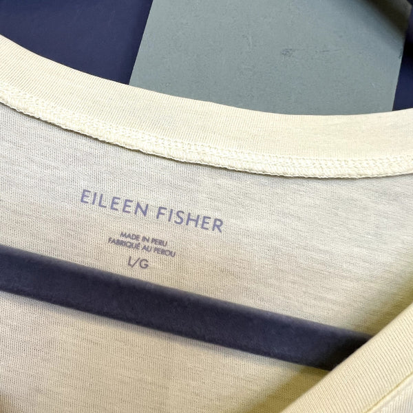 Eileen Fisher Basic Light Yellow Crew Neck Tee Large