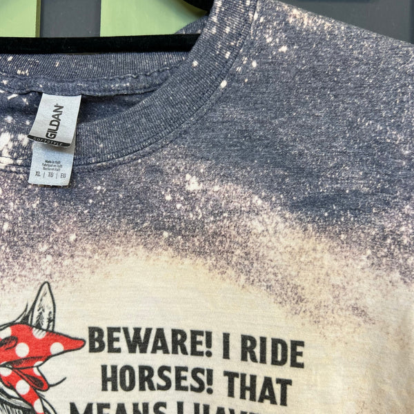 Women's Cowgirl Horse Bleached Graphic Tee Size XL