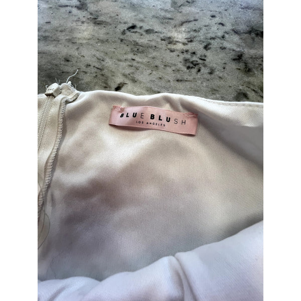 Blue Blush White Ruched Sleeveless Bodycon Dress Medium