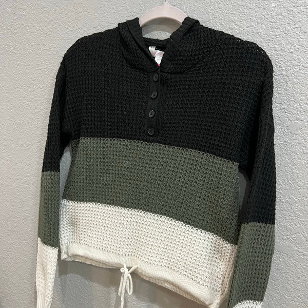 NOBO Chunky Knit Hooded Swim Coverup Pullover Sweater XS