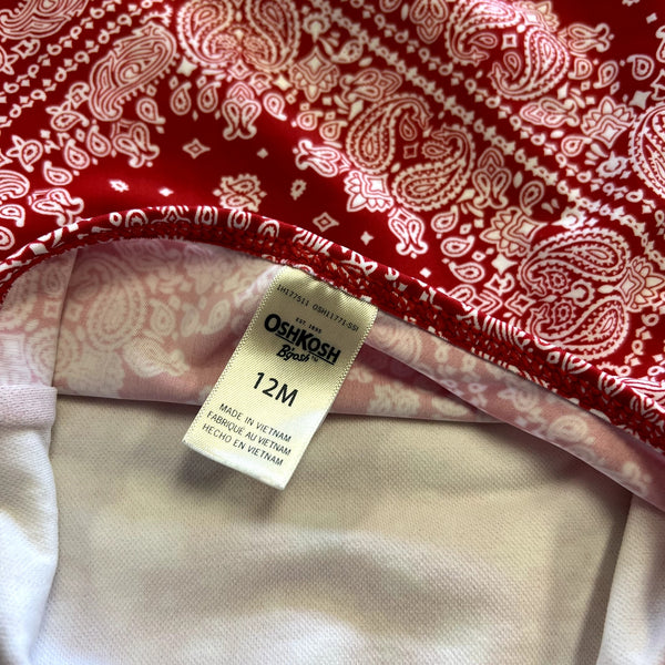 Oshkosh Baby Girls Red Bandana Halter One Piece Swimsuit 12 Mo