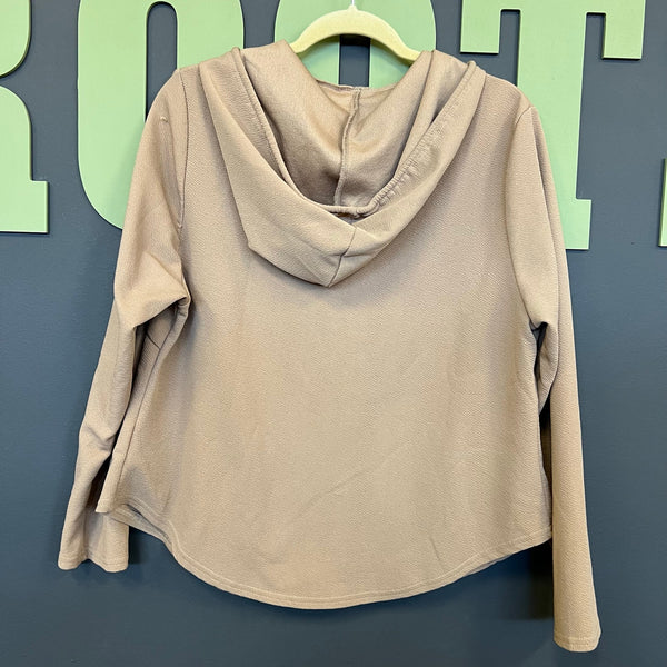 Women's Tan Hooded Full Zip Athletic Jacket 2XL
