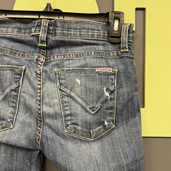 Hudson Mid Rise Distressed Dark Wash Skinny Jeans Size 25