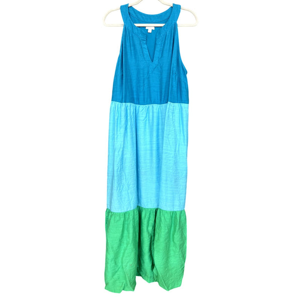 J. Jill Green + Blue Stacked Sleeveless Dress Size Large