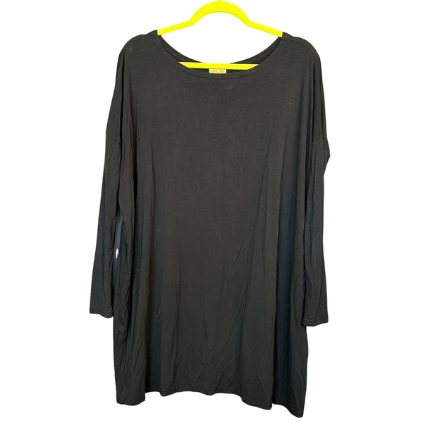Piko Long Sleeve Boat Neck Bamboo Blouse Medium
