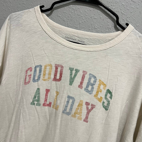 American Eagle "Good Vibes All Day" Oversized Graphic Tee Medium
