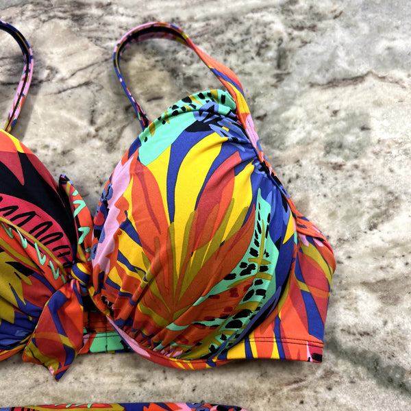 Bleu Rod Beattie Multicolor Tropical Two Piece Bikini Size 8 (38D)