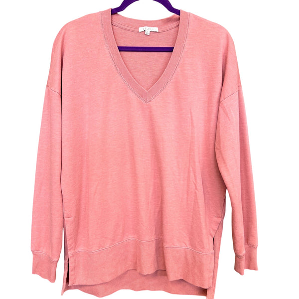 Z Supply Pink V-Neck Side Slit Top Size Small