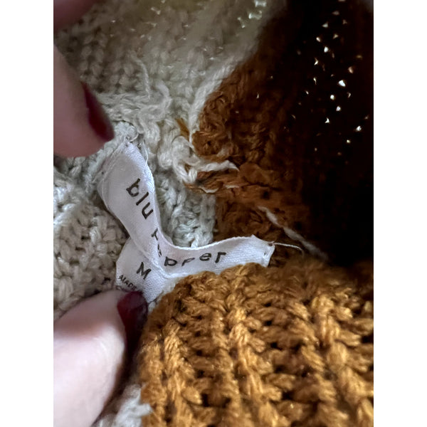 Blu Pepper Chunky Knit Color Block Turtleneck Sweater Medium