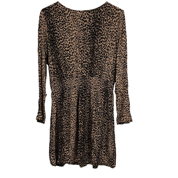 knee length dresses for ladies H&M Leopard Print Long Sleeve Mini Dress Size 12
