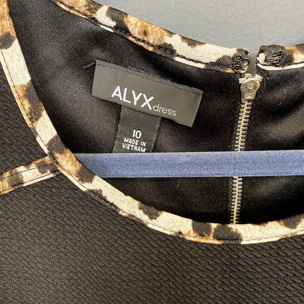 Alyx Dress Black + Leopard Mini Dress Size 10