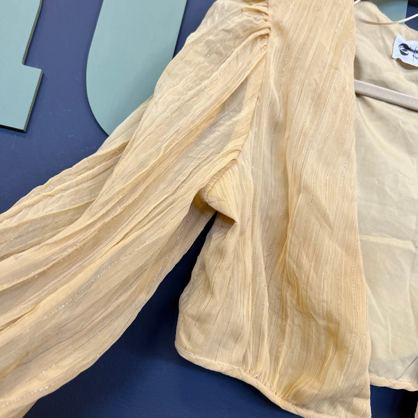 The Sweet Collective Yellow Open Front Shimmer Blouse Medium