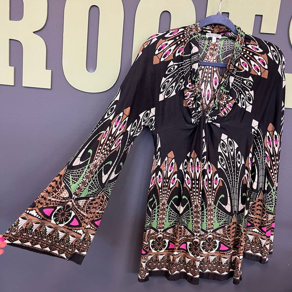 Holly Morgan Boho Long Sleeve Silk Dress Size 4
