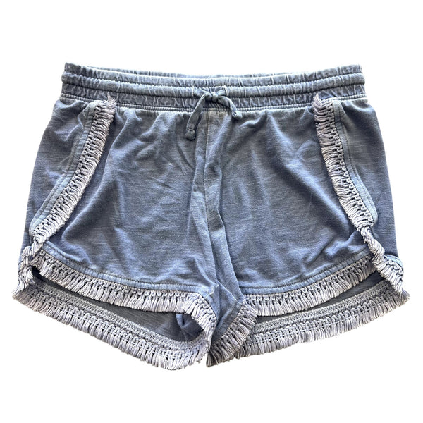 Girls Light Blue Fringe Cotton Shorts Size 7