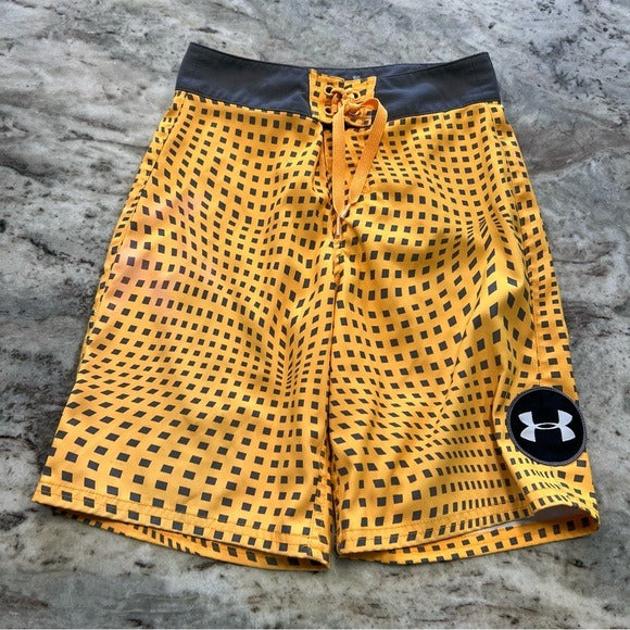 Under Armour UA Yellow + Gray Board Shorts Size 24