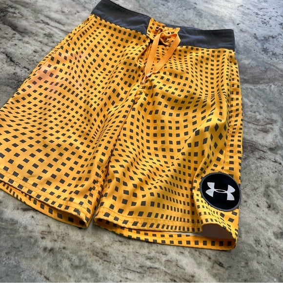 Under Armour UA Yellow + Gray Board Shorts Size 24