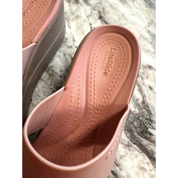 Crocs Brooklyn Nude Mid Wedge Sandals Size 9