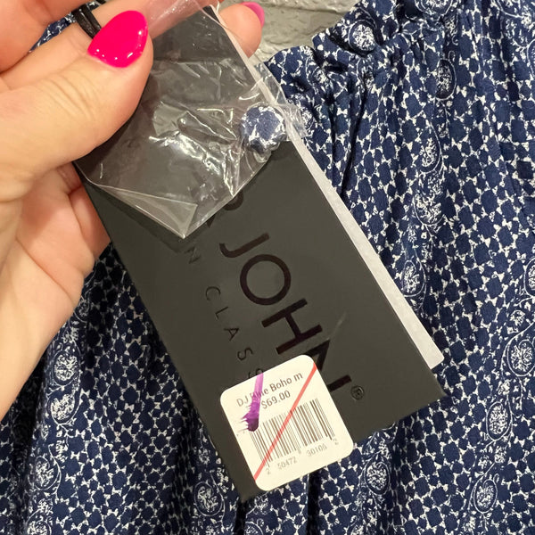 NWT Dear John Breezy Blue Bohemian Flowy Blouse Size Medium