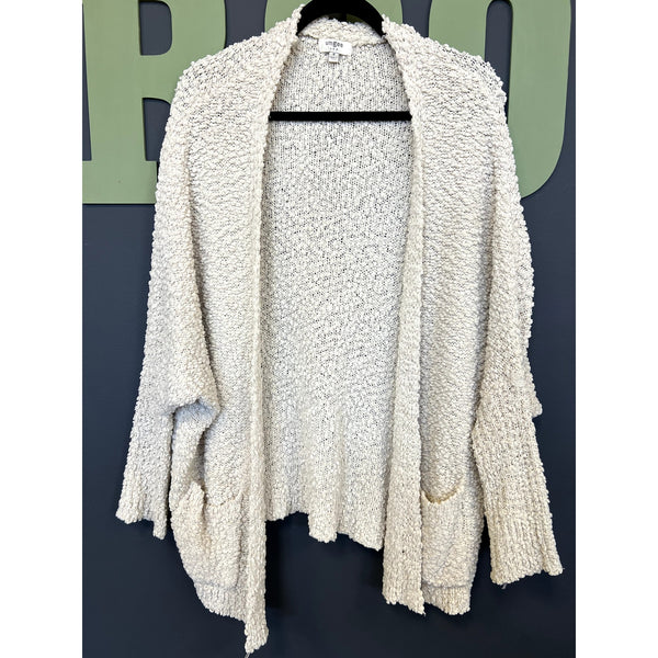 Umgee Cream Popcorn Knit Dolman Cardigan Medium