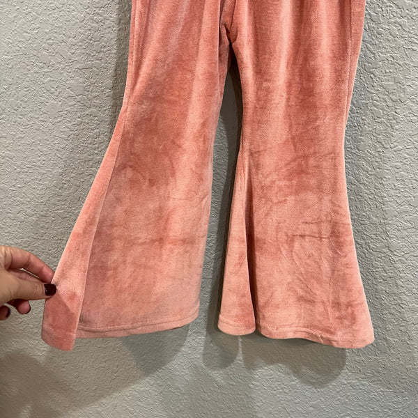 NWT Bailey's Blossoms Velour Pink Flare Leg Overalls Size 4T