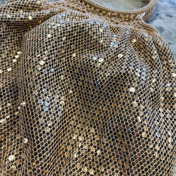 Chateau Gold Shimmer Crochet Hobo Shoulder Bag