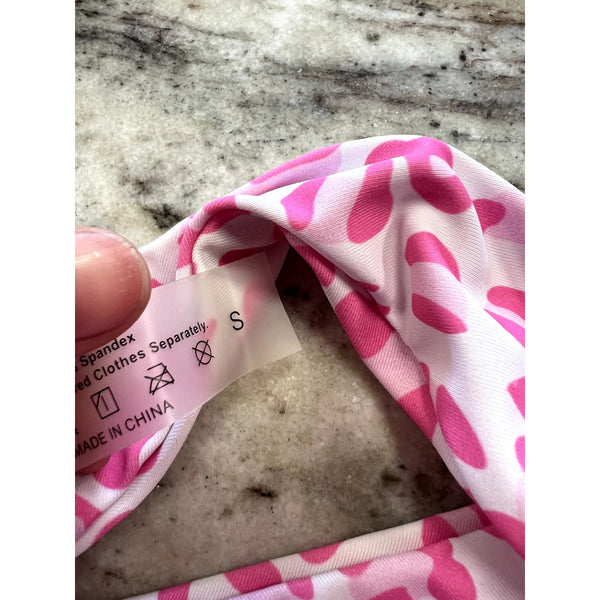 Pink Leopard Cheeky Two Piece Bikini Swimsuit Size Small