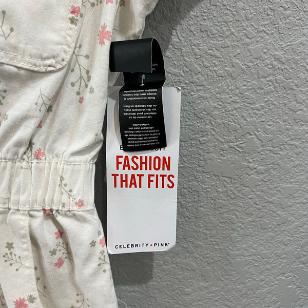 NWT Celebrity Pink White Denim Floral Romper Size Medium