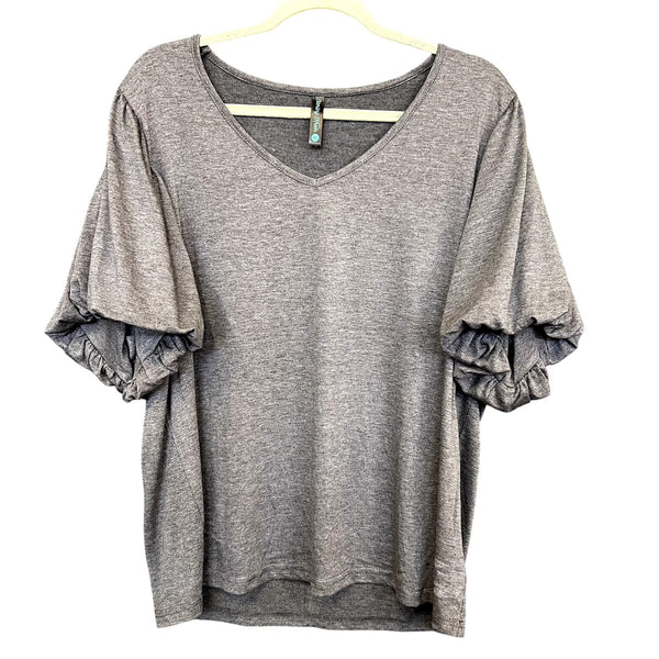 Women's Gray Bubble Sleeve Blouse Size XL