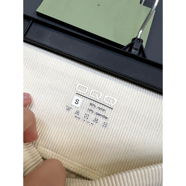OQQ Cream Ribbed Crossover Full Length Leggings Size Small