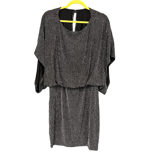 Jessica Howard Dolman Sleeve Metallic Stripe Knit Blouson Dress 10 Petite