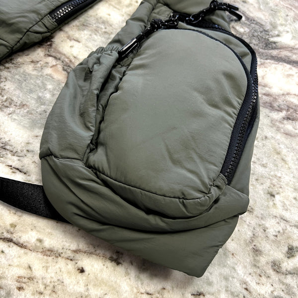 NWT Olive Green Puff Sling Bag