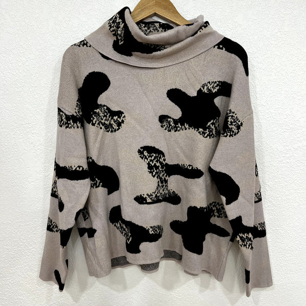 Tribal Jeans Abstract Cowl Neck This Knit Sweater Large