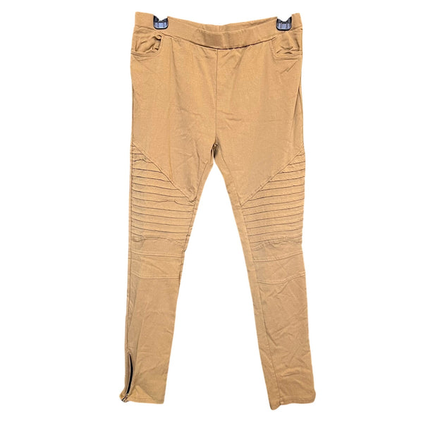 Women's Tan Moto Leggings Medium