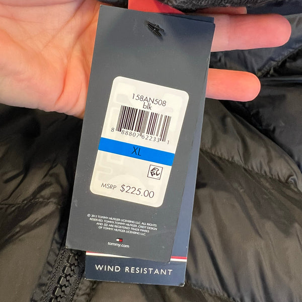 NWT Tommy Hilfiger Black Wind Resistant Hooded Puffer Coat XL