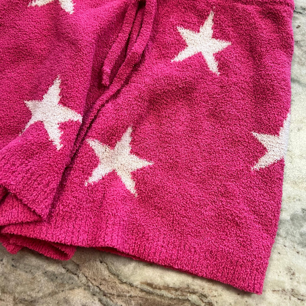 Blue B Boutique French Terry Pink Star Lounge Shorts Size Medium
