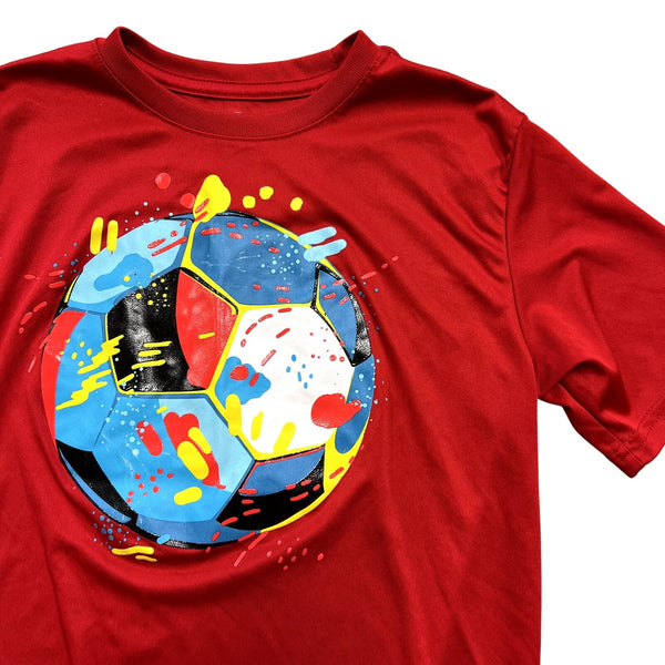 Athletic Works Red Moisture Wicking Soccer Tee Youth Large