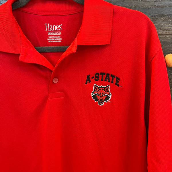 NWT Arkansas State Red Wolves Men's Red Logo Polo Shirt Size M