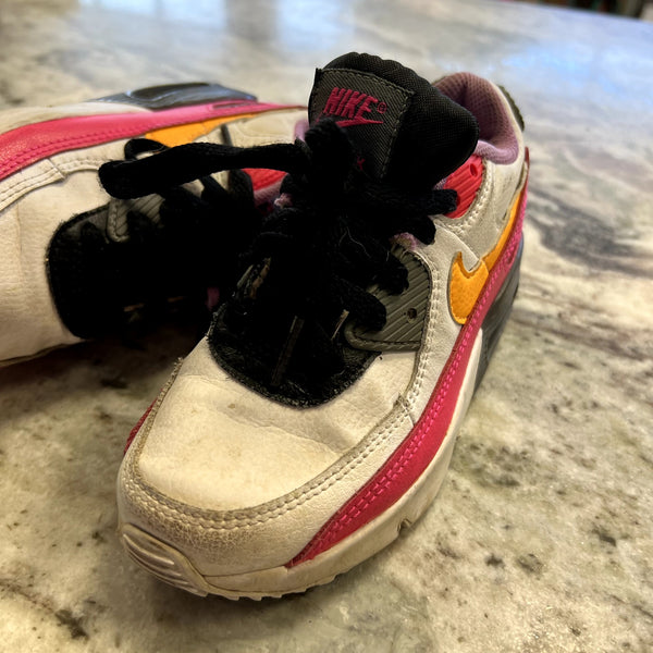 Nike Air Max 90 GS White Hyper Pink Orange Sneakers Size Youth 12C