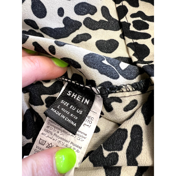 Women's Leopard Ruffle Sleeve Blouse Size Large