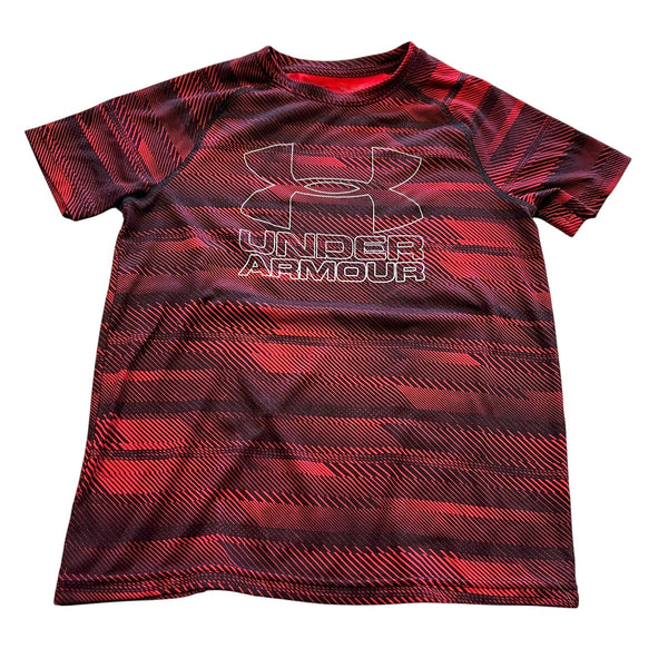 Under Armour Boys Red + Black Graphic Tee Youth Medium