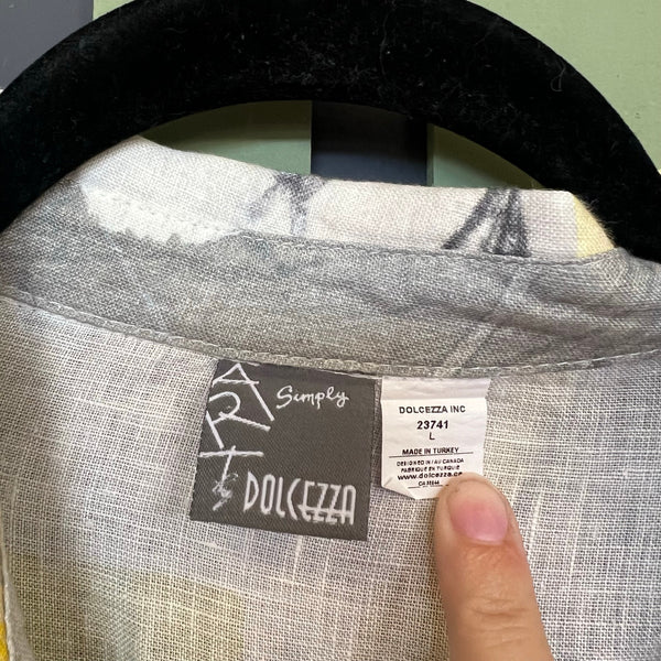 Dolcezza Art Citrus Mist I Linen Blouse Large