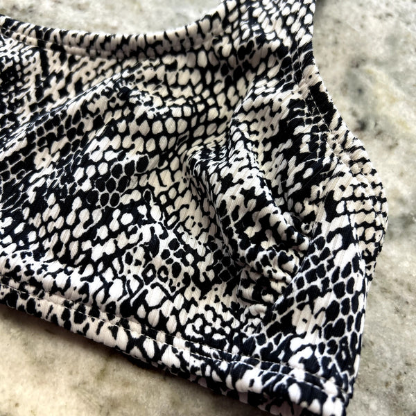 Xhiliration Snake Print Square Neck Swim Top Size Small