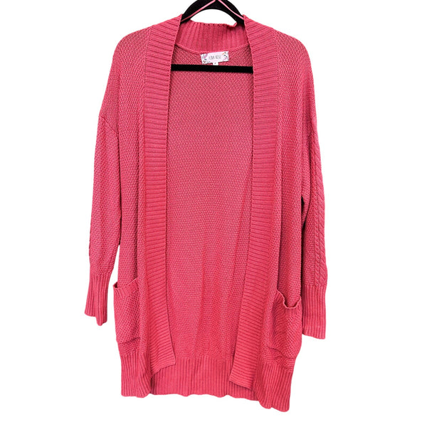 Pink Rose Pink Knit Open Front Cardigan Medium