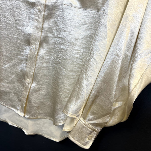 Double Zero Boutique Ivory Silk Button Down Blouse Size Medium