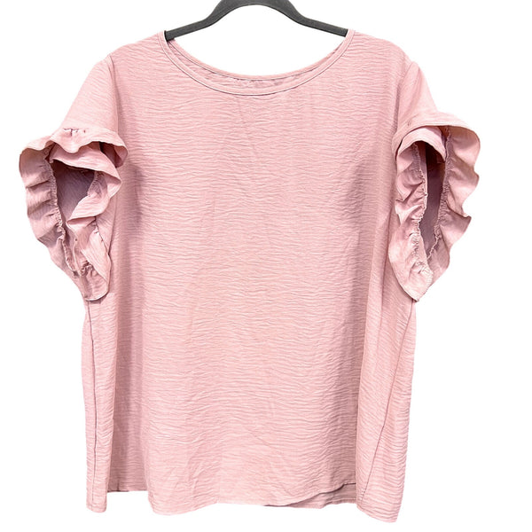 Women's Light Pink Ruffle Sleeve Blouse Curvy Size 1XL